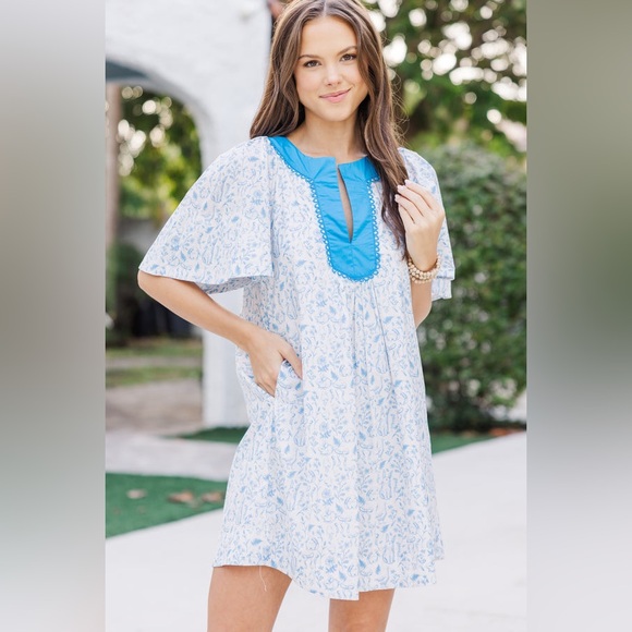 Shop The Mint Dresses & Skirts - Just A Theory Blue Toile Cotton Dress